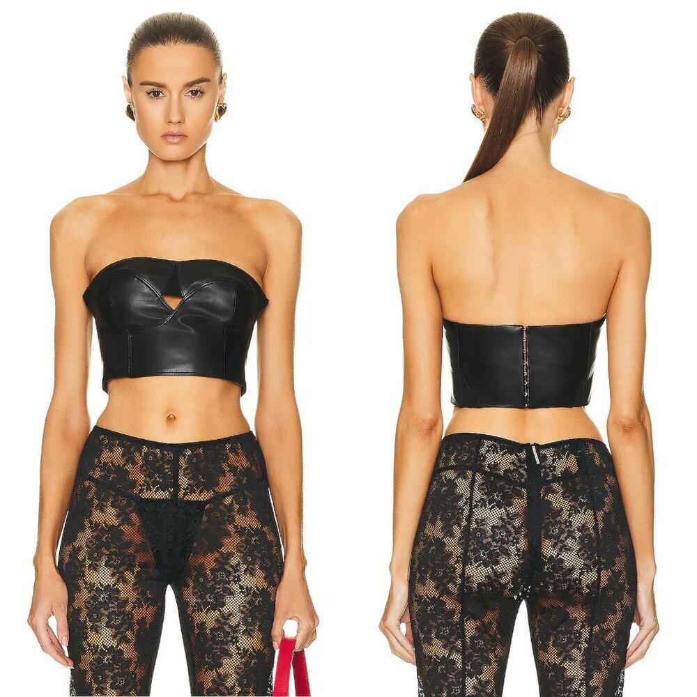 NWT New $495 RtA Rangi Leather Corset Black Top Size 4